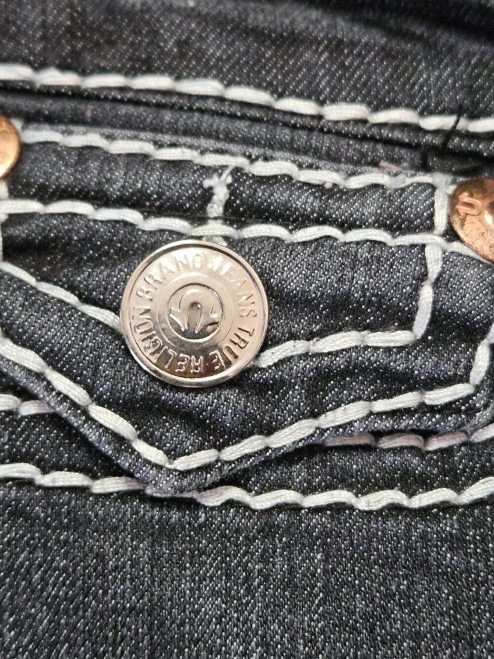 True Religion Billy Super T Jeans Made in USA Denim Signature Contrast Stitching - Picture 12 of 15